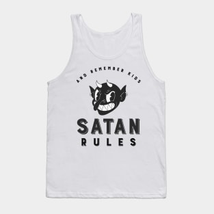 Funny Vintage "And Remember Kids, Satan Rules" Cartoon Devil Tank Top